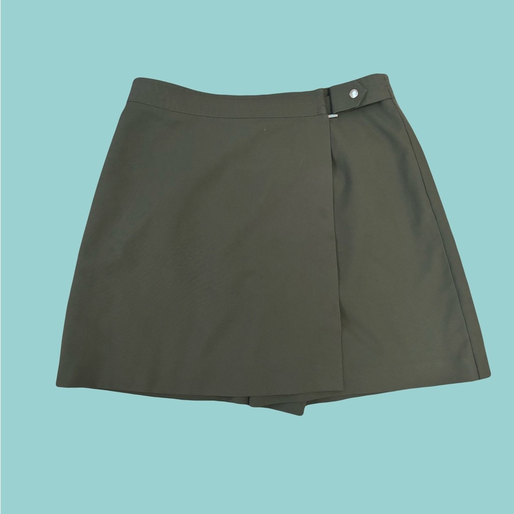 Reitmans Dark Green Mini Wrap Skirt Skort, Size 6, Spring